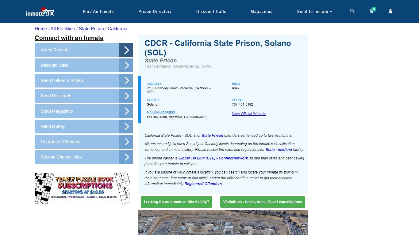 CDCR - California State Prison, Solano (SOL) & Inmate Search ...